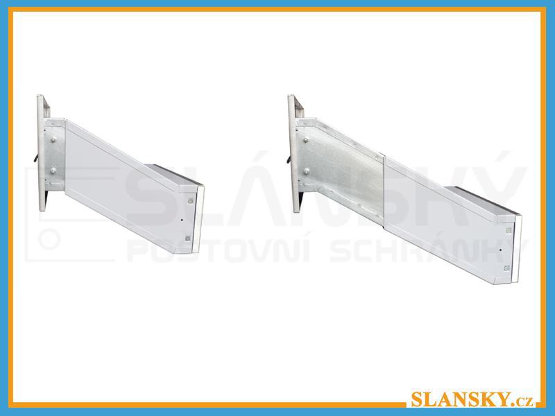 Poštovní schránka D-041 šikmá k zazdění do sloupku + čelní deska s 2x zvonkem ČD-3 - RAL 9005