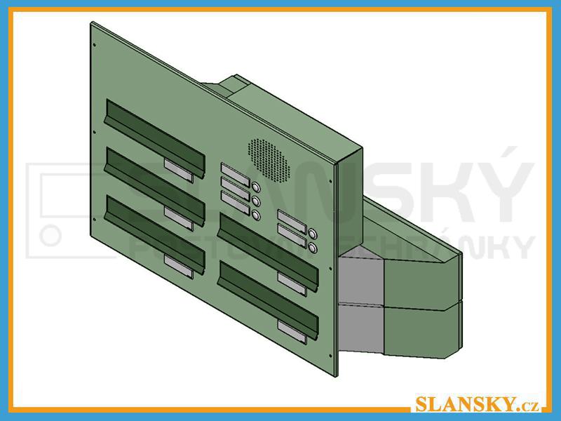 5x poštovní schránka D-041 šikmá k zazdění do sloupku + čelní deska s 5x zvonkem a HM URMET - NEREZ