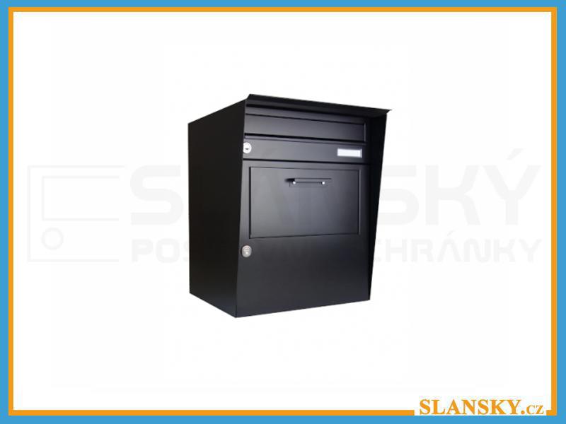 Parcel box (schránka na balíky) se schránkou B-017 a opláštěním - nástěnný - RAL 9005 černá