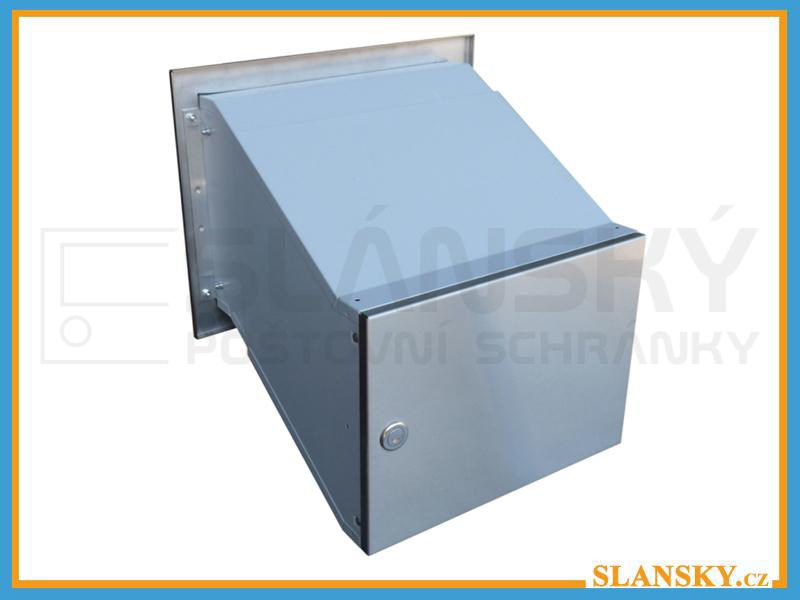 Poštovní schránka D-241 šikmá do sloupku + čelní deska se zvonkem - NEREZ