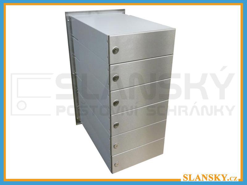 5x poštovní schránka B-042 rovná k zazdění do sloupku + čelní deska - NEREZ