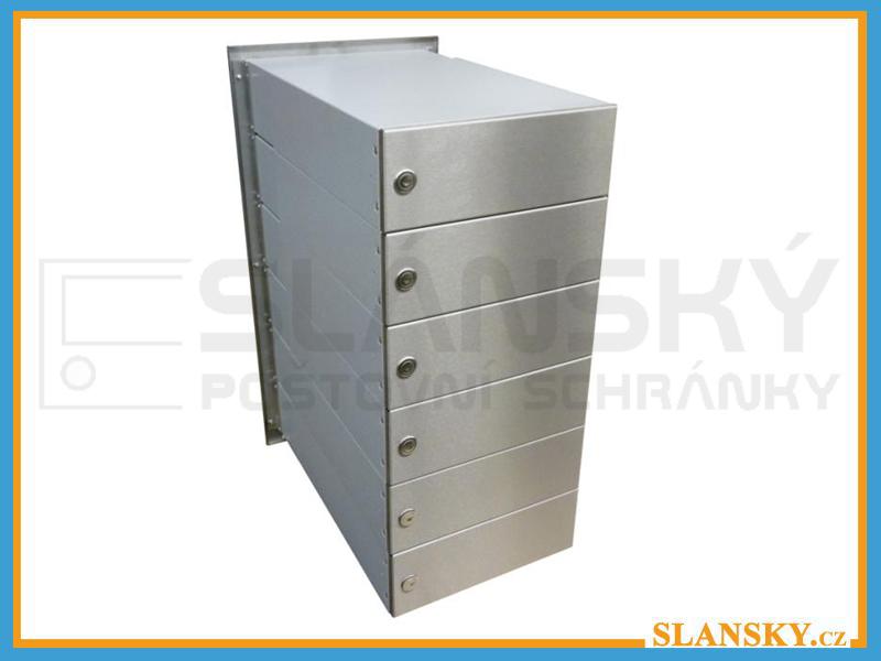 6x poštovní schránka B-042 rovná k zazdění do sloupku + čelní deska NEREZ