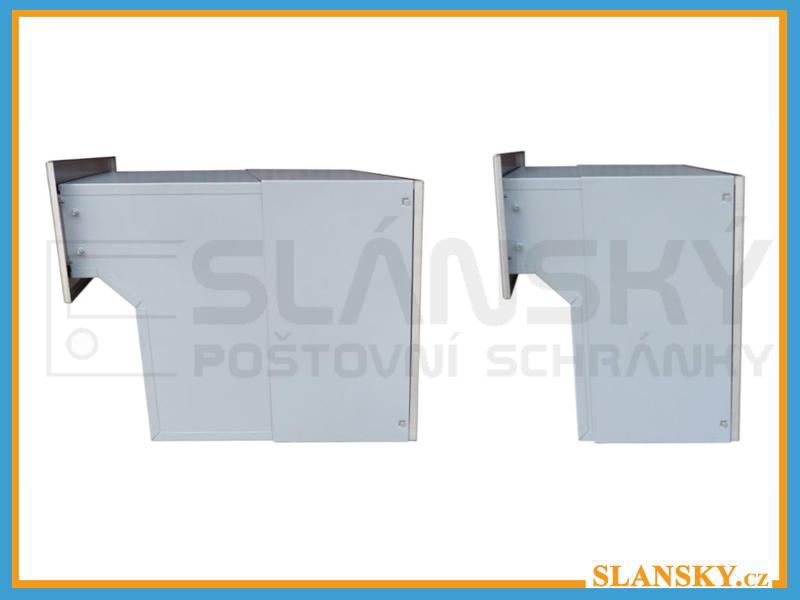 Poštovní schránka F-042 k zazdění do sloupku + čelní deska bez jmenovky ČD-4 - NEREZ / šedá
