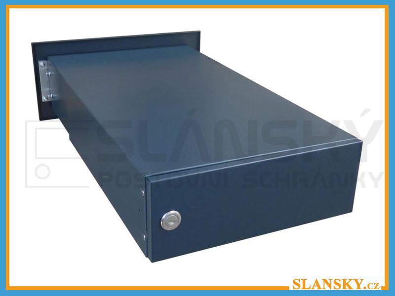 Poštovní schránka B-042 rovná k zazdění do sloupku + čelní deska se zvonkem ČD-2 - RAL 7016