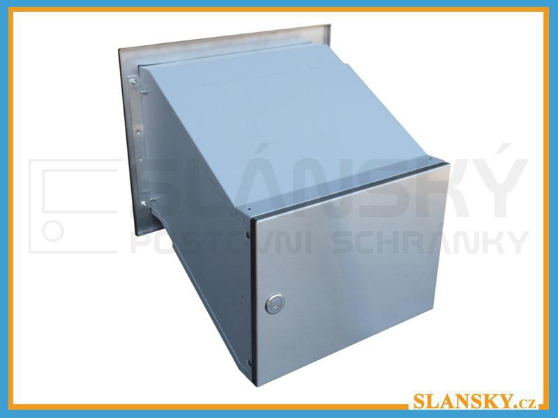 Poštovní schránka D-241 šikmá do sloupku + čelní deska s 2x zvonkem - NEREZ