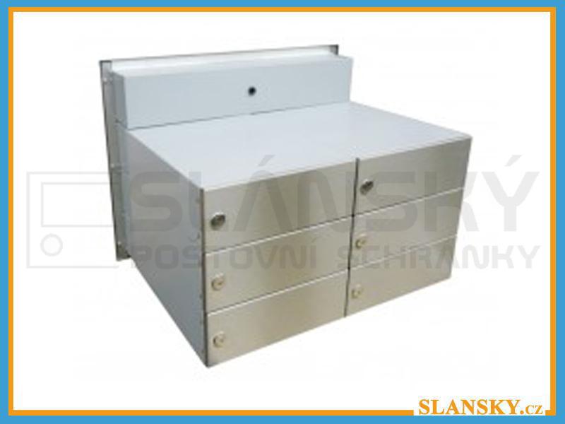 6x poštovní schránka B-042 rovná k zazdění do sloupku + čelní deska se 6x zvonkem a HM URMET - NEREZ