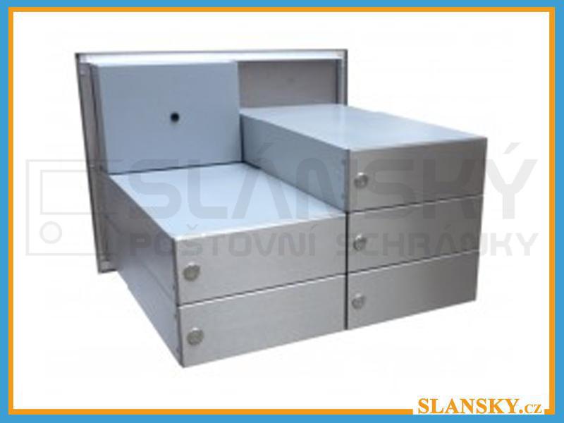 5x poštovní schránka B-042 rovná k zazdění do sloupku + čelní deska s 5x zvonkem a HM URMET - NEREZ