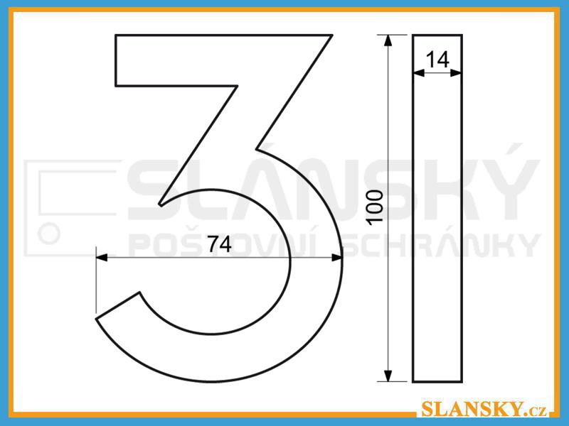 Domovní čísla 3D antracit - č. 3