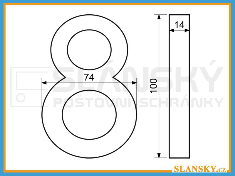 Domovní čísla 3D antracit - č. 8