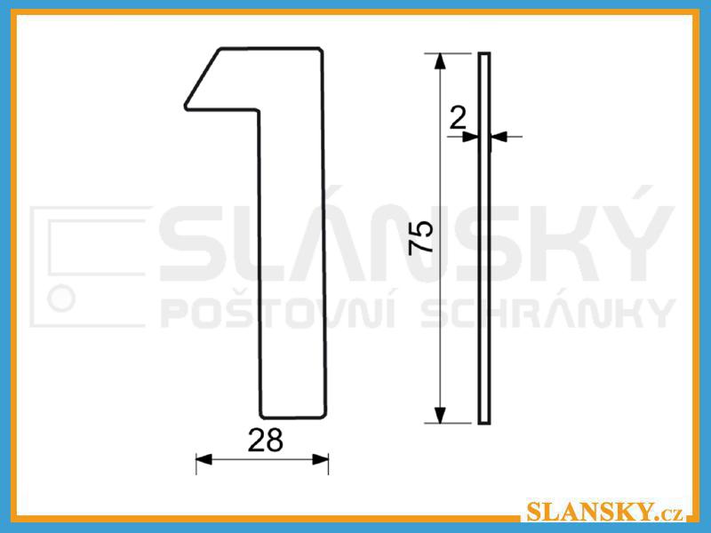 Nerezové číslo výška 75 mm - ČERNÉ č.1
