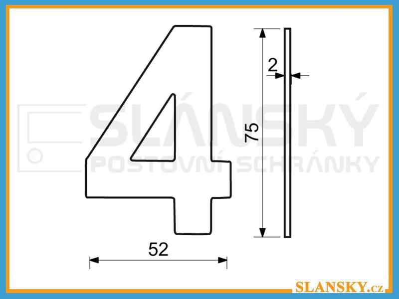 Nerezové číslo výška 75 mm - ČERNÉ č. 4