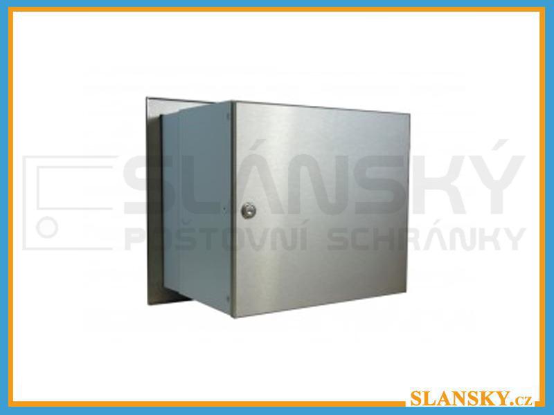 Poštovní schránka A042 k zazdění do sloupku + čelní deska bez jmenovky - NEREZ