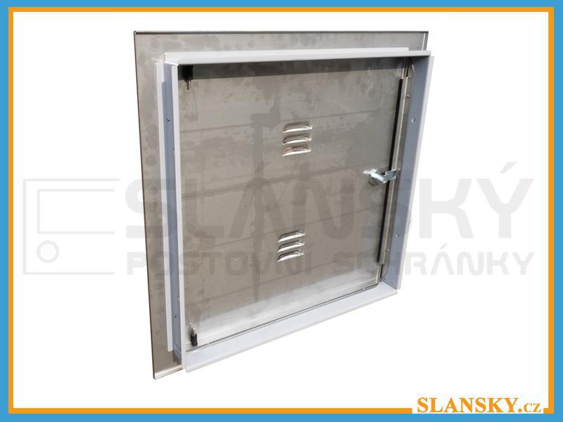 Revizní dvířka na plynoměr s větracími žebry - HUP - 460x460 mm - NEREZ