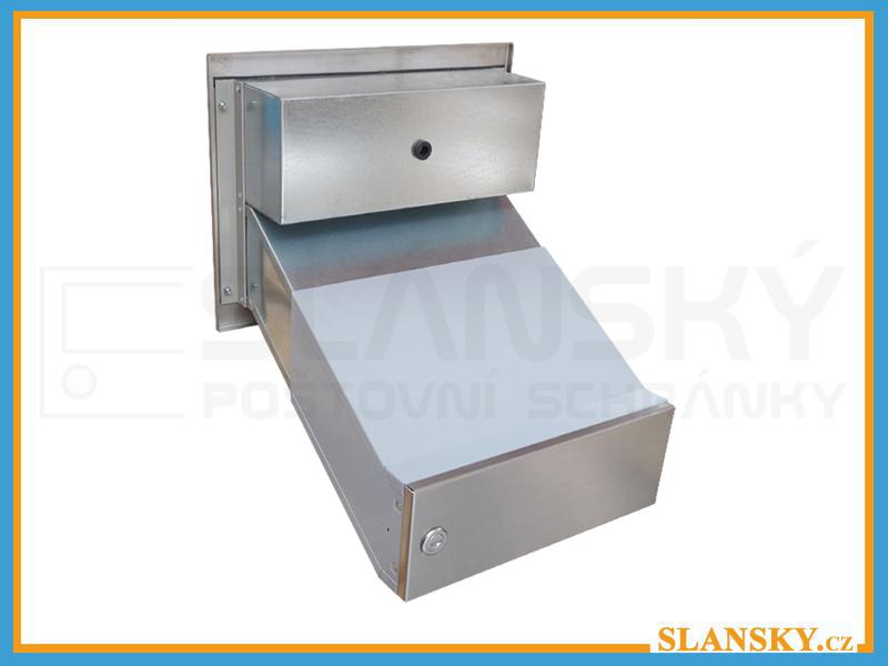 Poštovní schránka D-041 šikmá do sloupku + čelní deska se zvonkem a HM - URMET 