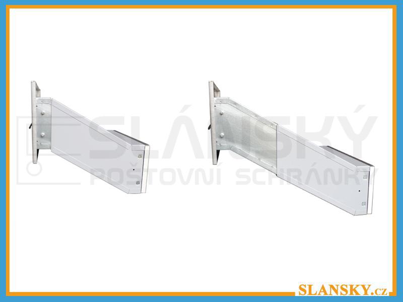 Poštovní schránka D-041 šikmá do sloupku + čelní deska bez jmenovky ČD-4 - NEREZ