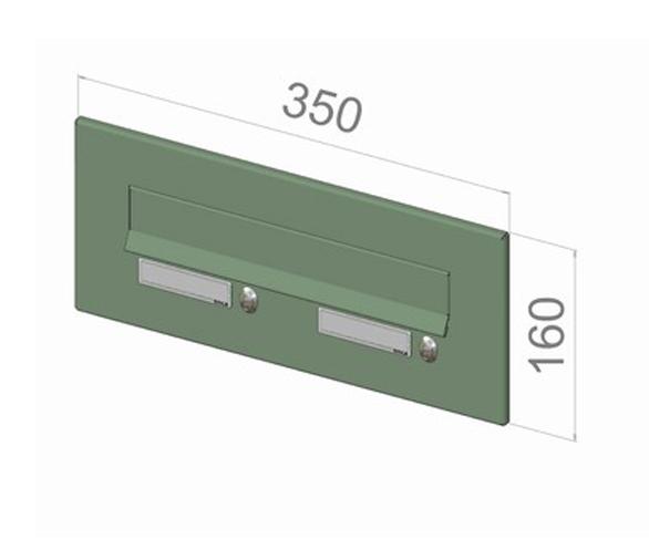 Čelní deska s 2x zvonkem a jmenovkou ČD-3 k poštovní schránce do sloupku - NEREZ
