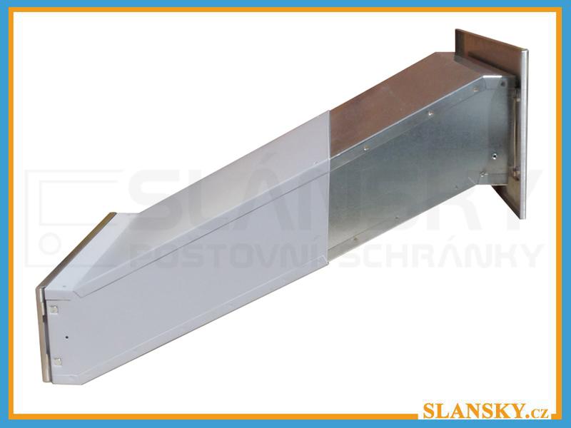 Poštovní schránka D-042 šikmá do sloupku + čelní deska s 2x zvonkem ČD-3 - NEREZ