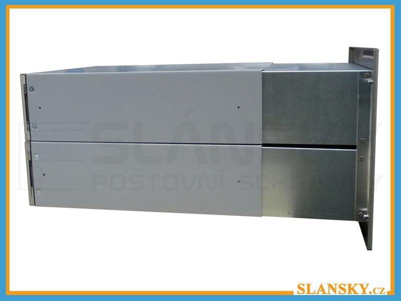 2x Poštovní schránka B-042 rovná k zazdění do sloupku + čelní deska - NEREZ