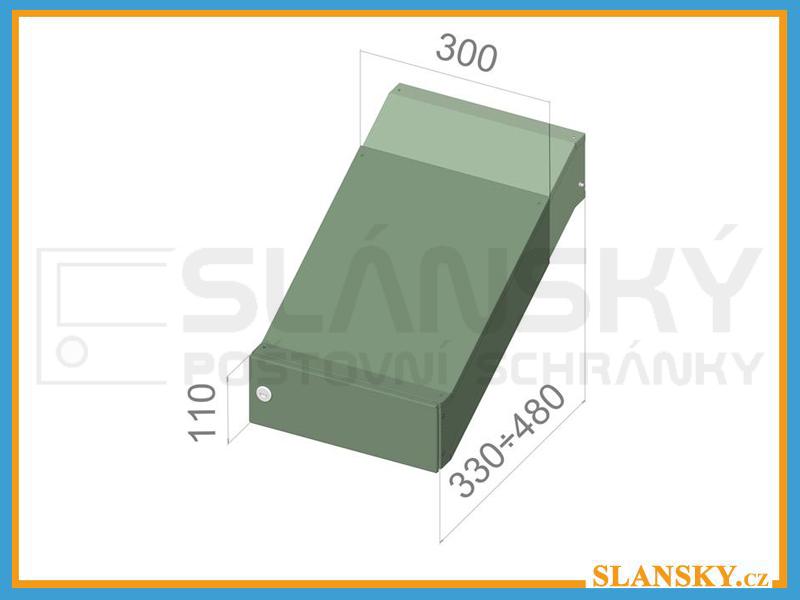 Poštovní schránka D-042 šikmá do sloupku + čelní deska se jmenovkou RAL 9005