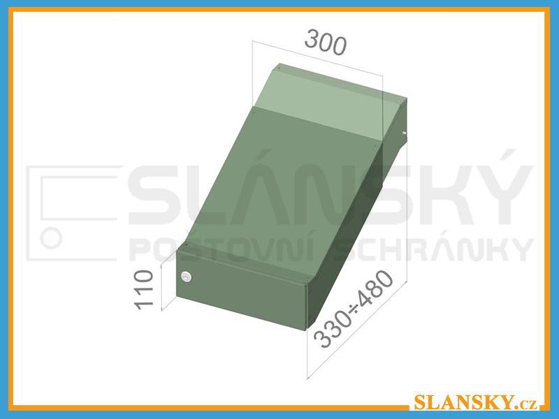 Poštovní schránka D-042 šikmá k zazdění do sloupku + čelní deska s 2x zvonkem ČD-3 - RAL 9005