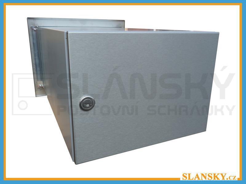 Poštovní schránka B-242 rovná do sloupku + čelní deska s 2x zvonkem - NEREZ