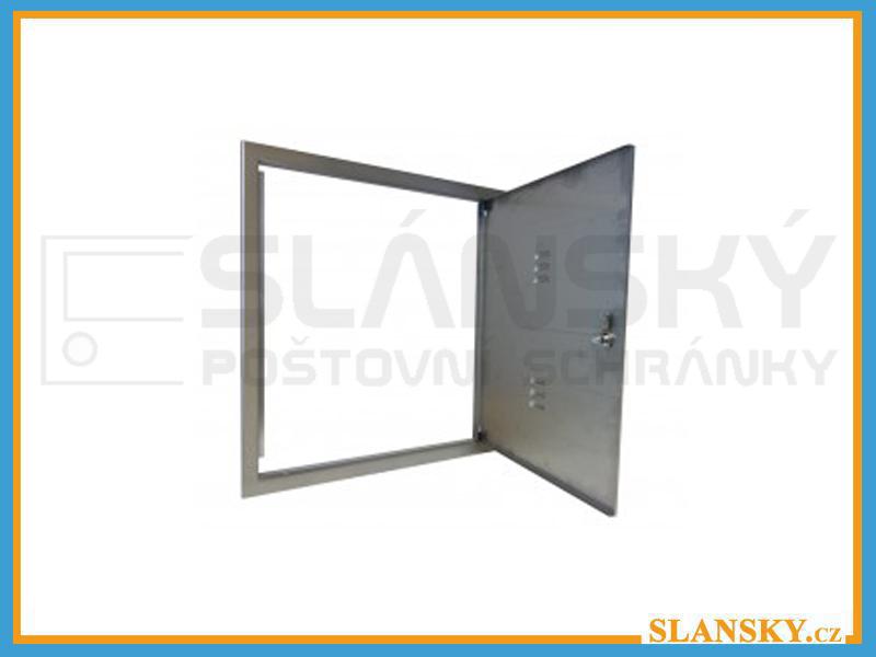 Revizní dvířka na plynoměr s větracími žebry - HUP - 580x580 mm - NEREZ