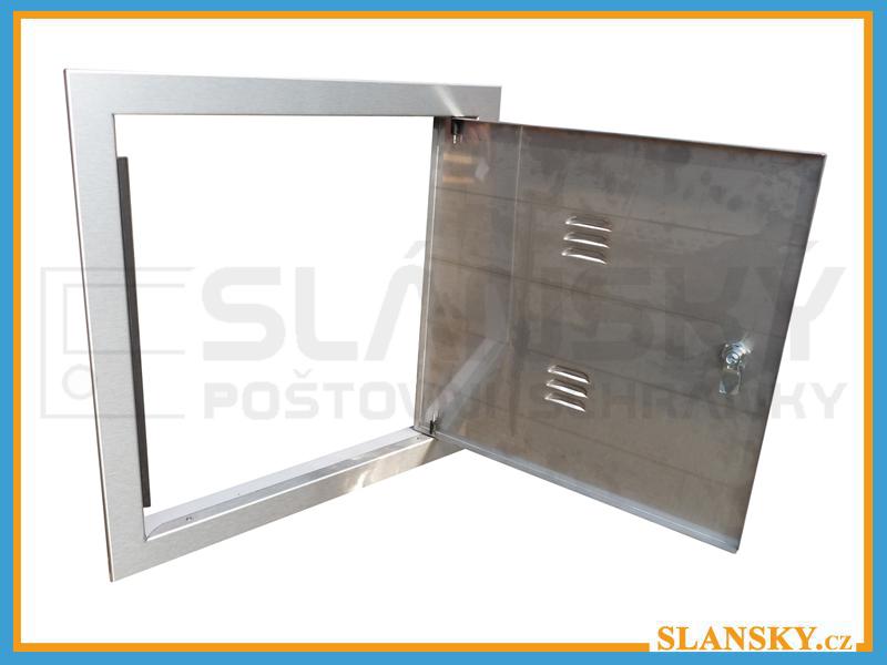 Revizní dvířka na plynoměr s větracími žebry - HUP - 460x460 mm - NEREZ