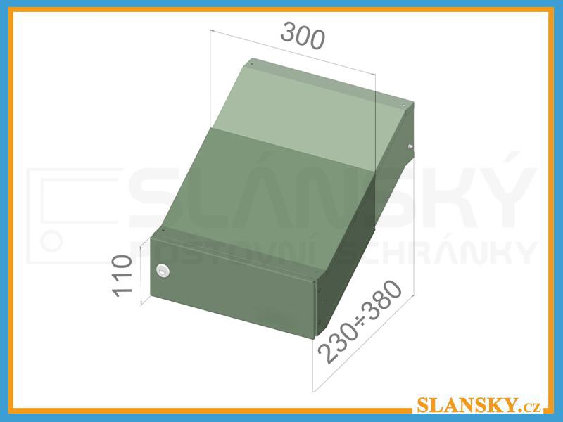 Poštovní schránka D-041 šikmá do sloupku + čelní deska se jmenovkou RAL 7016