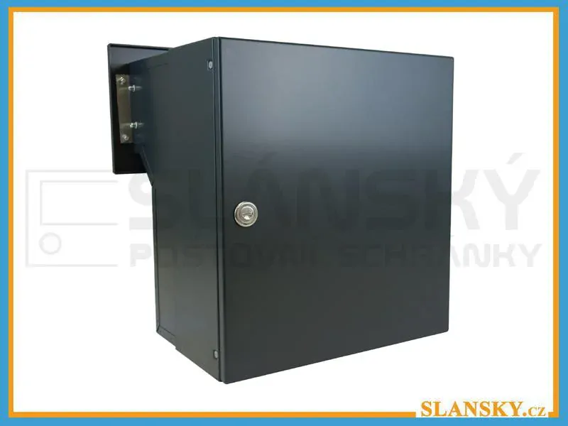 Poštovní schránka F-041 do sloupku + čelní deska se jmenovkou ČD-1 - RAL 7016 