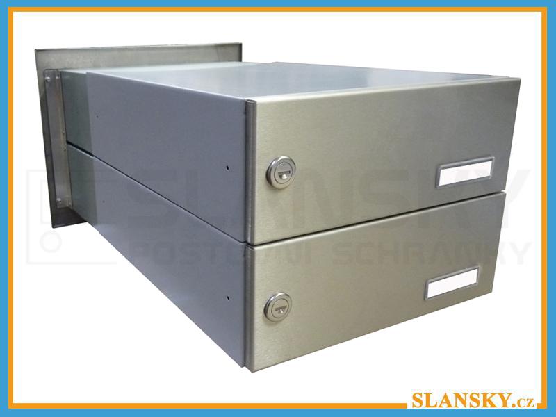 2x Poštovní schránka B-042 rovná k zazdění do sloupku + čelní deska - NEREZ