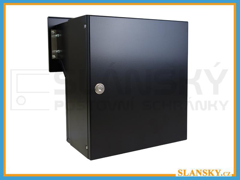 Poštovní schránka F-041 do sloupku + čelní deska se zvonkem ČD-2 - RAL 9005  