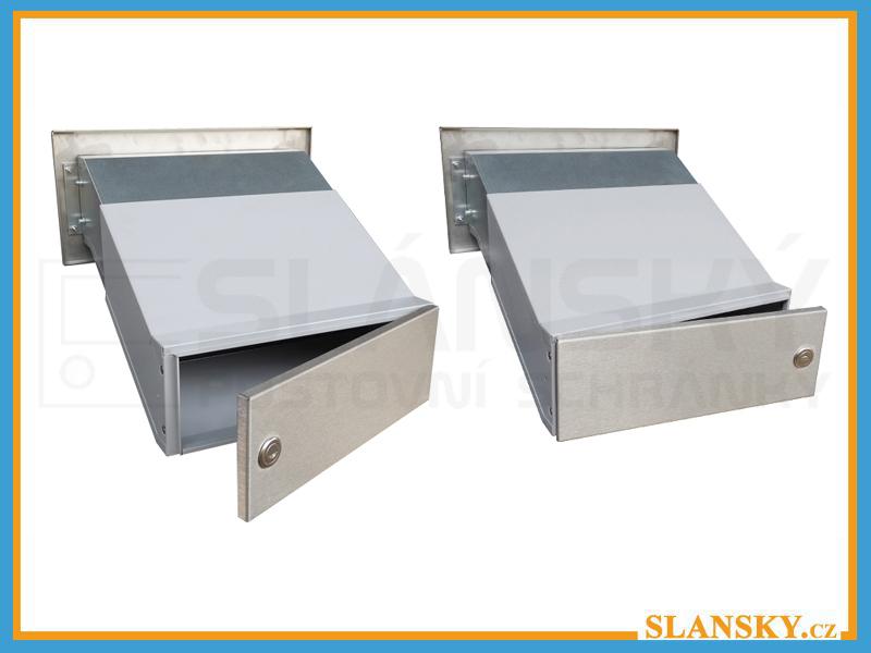 Poštovní schránka D-041 šikmá do sloupku + čelní deska se jmenovkou ČD-1 - NEREZ