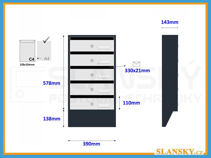 5x ÚKOSOVÁ SCHRÁNKA 7016/NEREZ