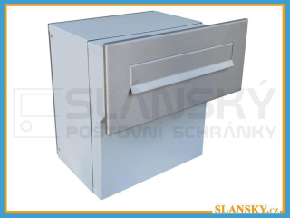 Poštovní schránka F-042 k zazdění do sloupku + čelní deska bez jmenovky ČD-4 - NEREZ / šedá