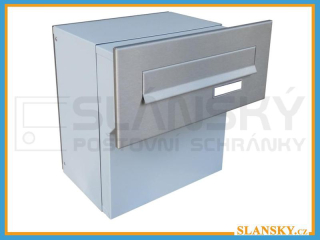 Poštovní schránka F-042 k zazdění do sloupku + čelní deska se jmenovkou ČD-1 - NEREZ / šedá