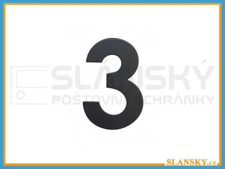 Nerezové číslo výška 75 mm - ČERNÉ č. 3