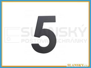 Nerezové číslo výška 75 mm - ČERNÉ č. 5