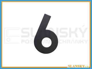 Nerezové číslo výška 75 mm - ČERNÉ č. 6