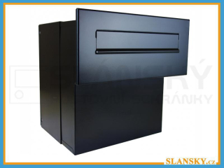 Poštovní schránka F-042 k zazdění do sloupku + čelní deska bez jmenovky ČD-4 - RAL 9005