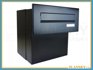 Poštovní schránka F-042 k zazdění do sloupku + čelní deska se jmenovkou ČD-1 - RAL 9005