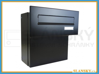 Poštovní schránka F-041 do sloupku + čelní deska se jmenovkou ČD-1 - RAL 9005 